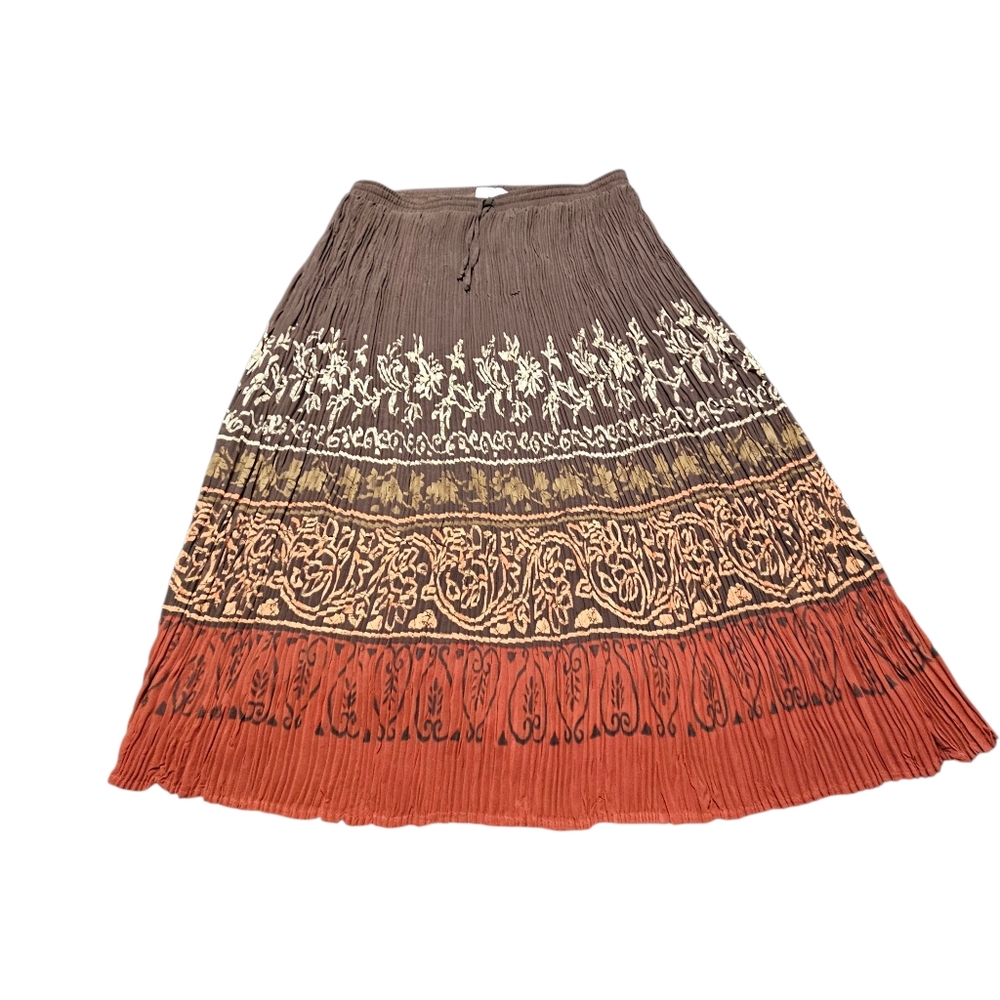Alfred Dunner Brown and Orange A-Line Skirt